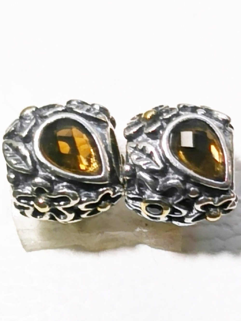 AUTHENTIC PANDORA SET OF 2 DEW DROPS 14K ACCENT EXCELLENT CONDITION FIRM PRICE